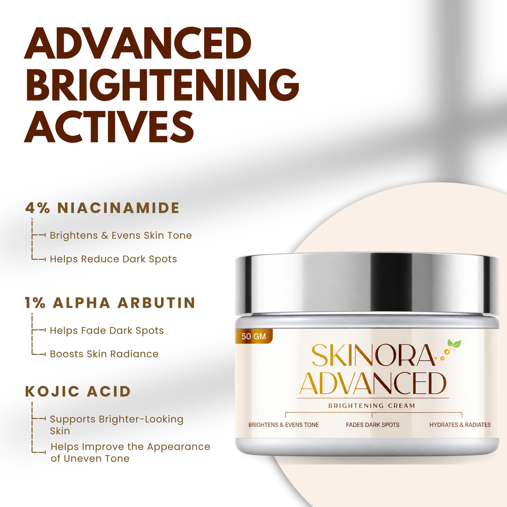 Skinora - Advanced Brightening | Niacinamide, Alpha Arbutin & Kojic Acid | Hydrating Cream