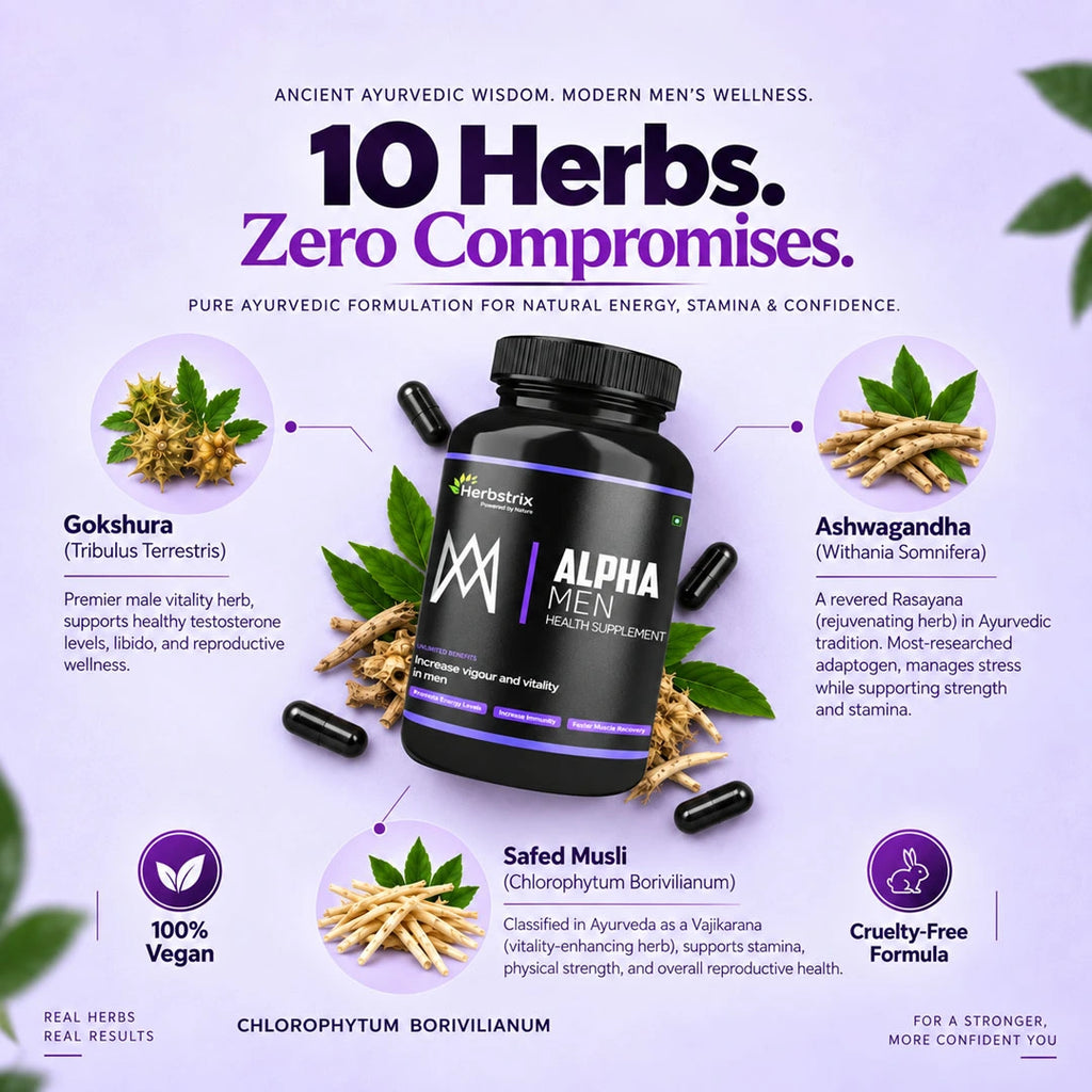 Herbsrix Alpha Men: 100% Herbal Capsules for Energy, Stamina & Confidence