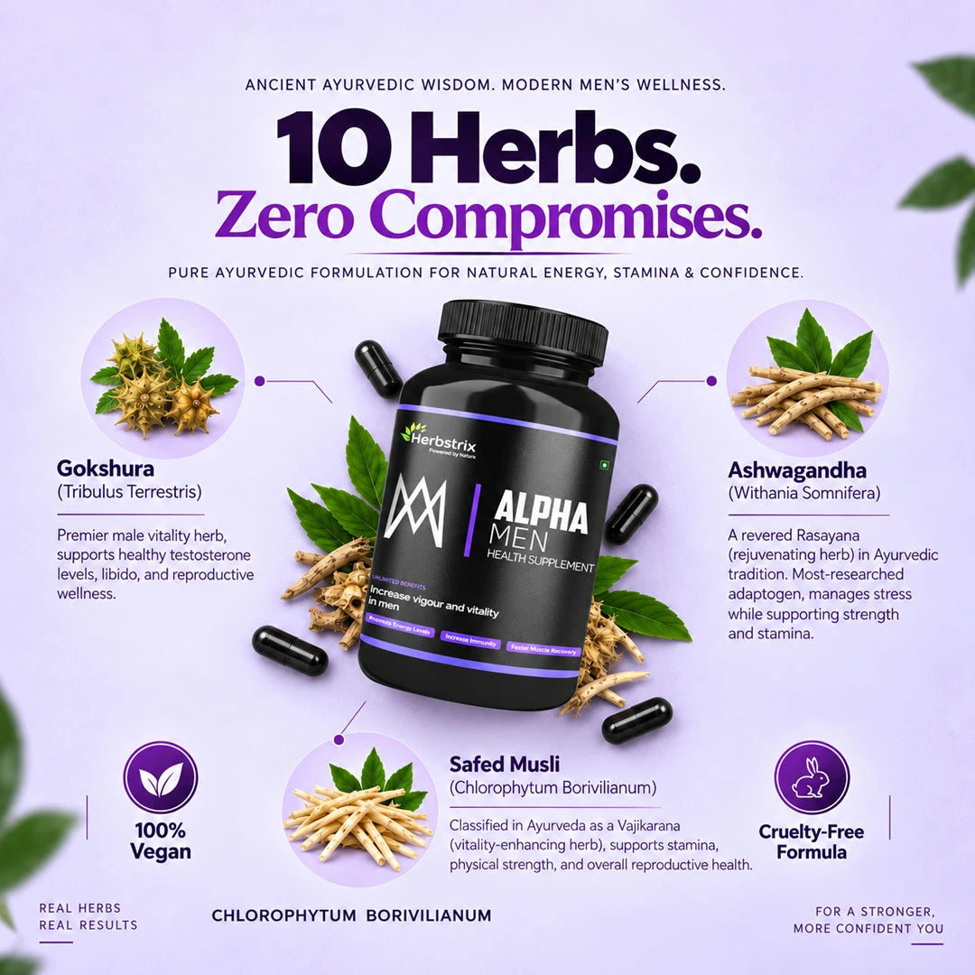 Herbsrix Alpha Men: 100% Herbal Capsules for Energy, Stamina & Confidence