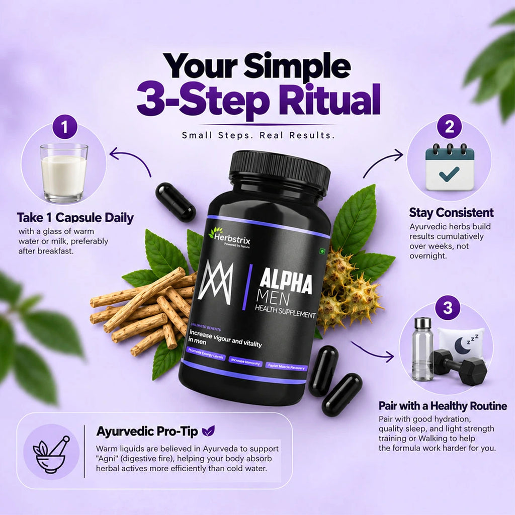 Herbsrix Alpha Men: 100% Herbal Capsules for Energy, Stamina & Confidence