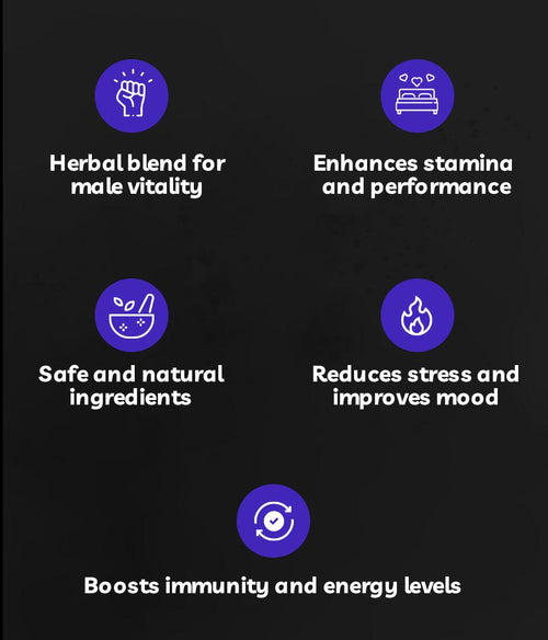 Herbal blend for Male Vitality, Enhance stamina and performance, Sade and natural ingredients, Reduces stress and improves mood, Boosts immunity and energy levels