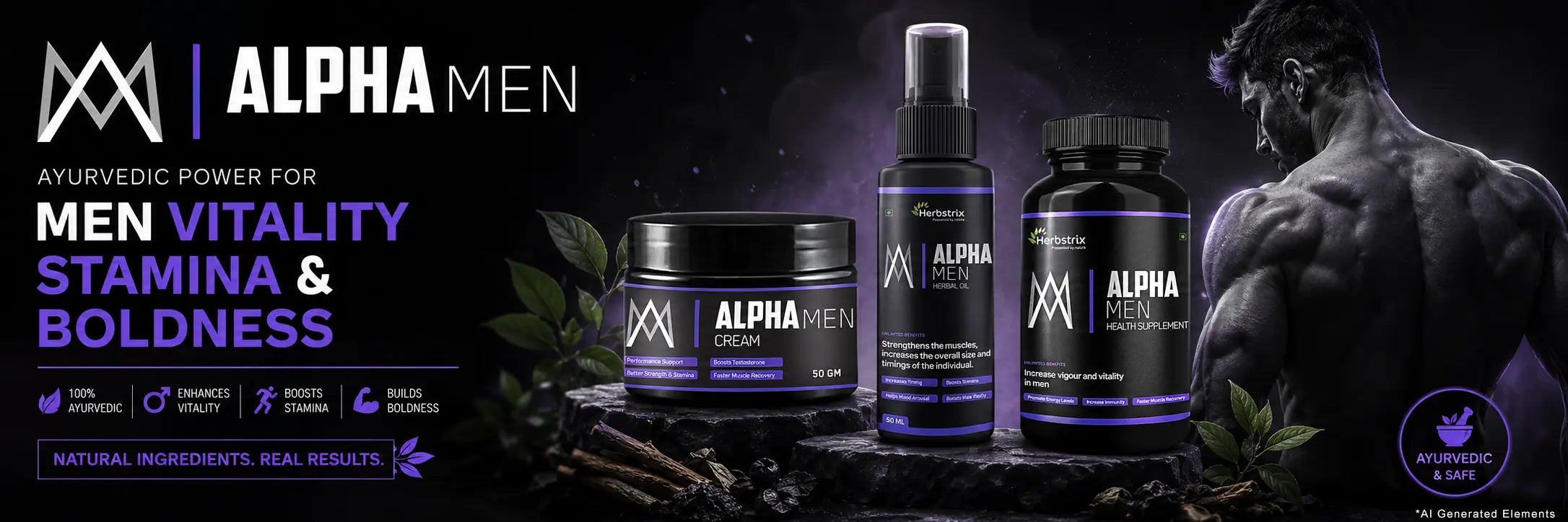 Alpha Men Supplement for Natural Testosterone Desktop Banner