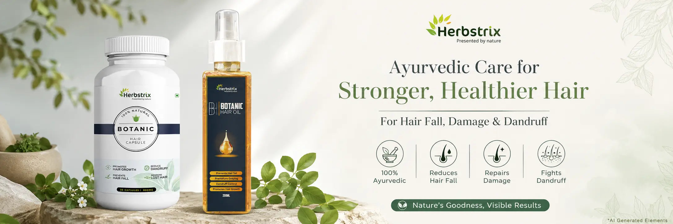 Botanic Hair Oil and Supplement for Hair Growth Desktop Banner
