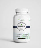 A bottle of Herbstrix Botanic Hair Capsule with a white label, indicating it is a natural hair supplement.