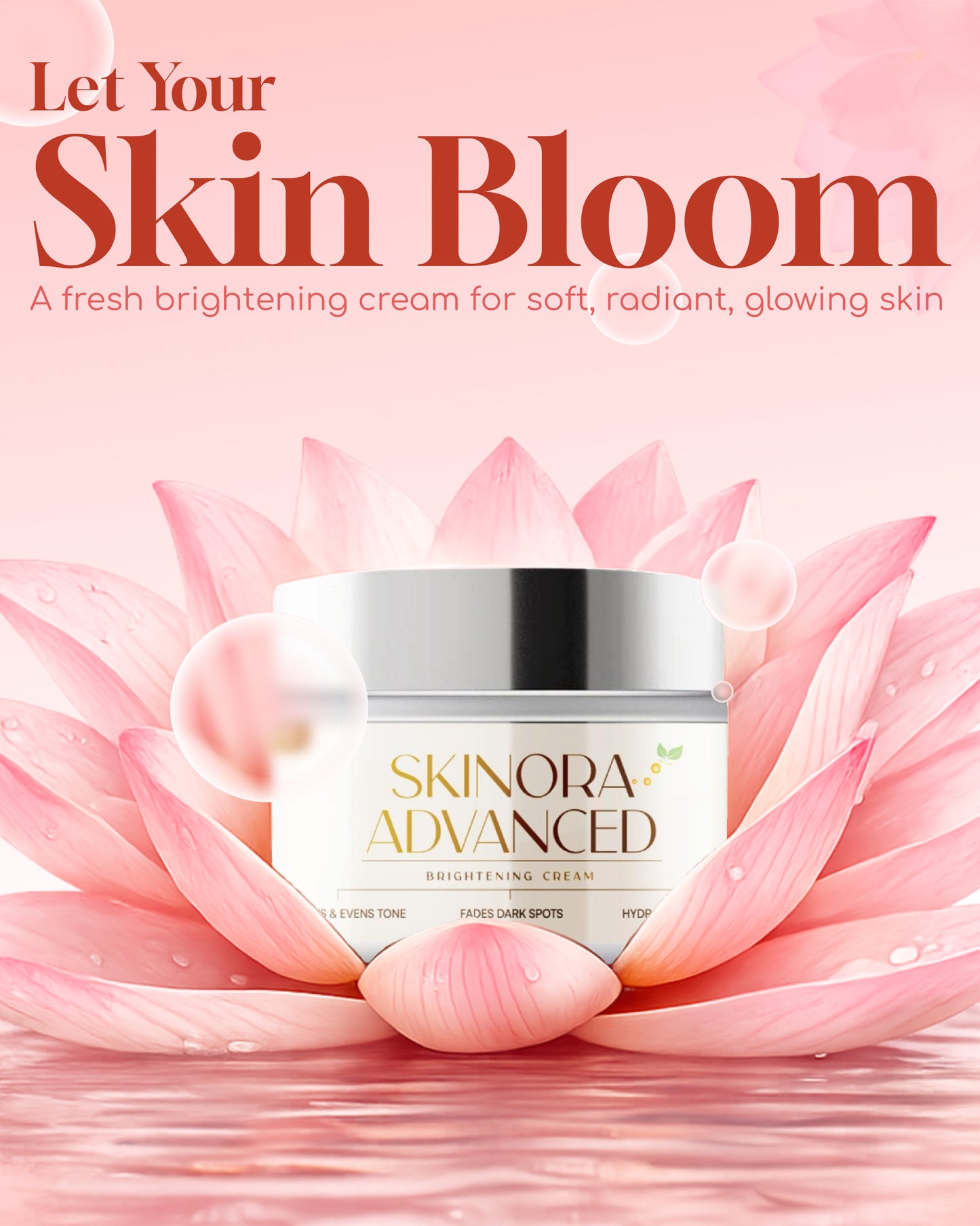 Skinora Advanced Brightening Cream – 50g | Niacinamide, Alpha Arbutin & Kojic Acid | Hydrating Skin Cream for Dark Spots & Uneven Tone